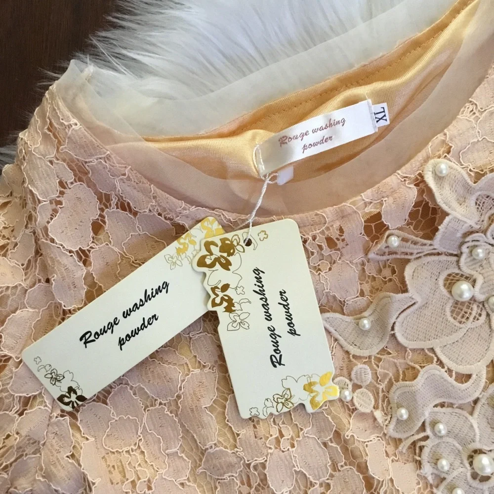 Tea Length Vintage Inspired Lace & Chiffon Dress